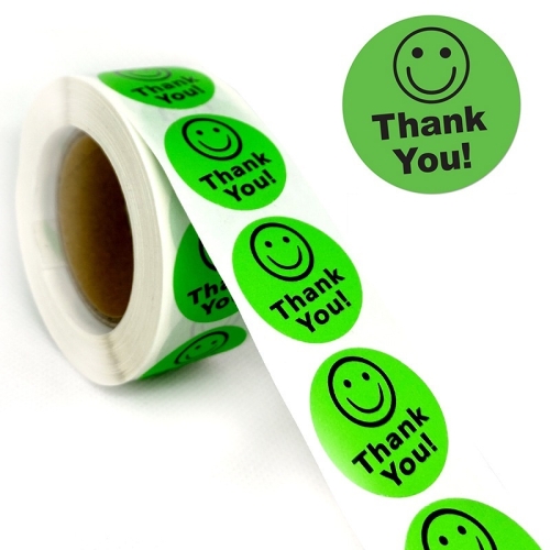 

5 PCS Round Fluorescent Color Thank You Smiley Sticker Children Handmade Decorative Color Label, Size: 25mm 500 / Rolls(Dark Green)