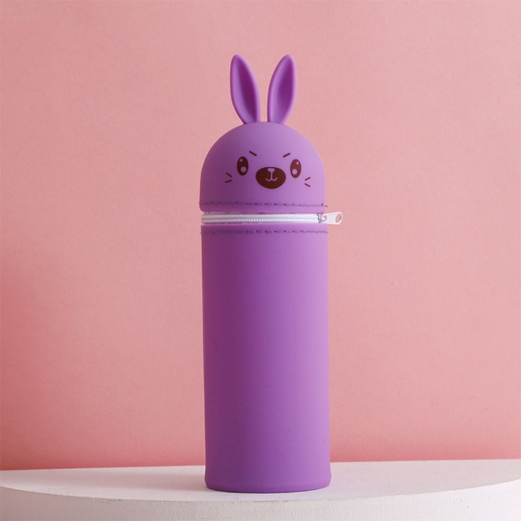 

6715 Silicone Rabbit Pencil Case Cute Big Capacity Stationery Bag(Rabbit Purple)