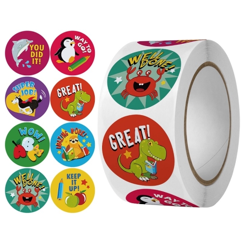 

2 PCS Kindergarten Children Cartoon Animal Stickers Gift Packaging Bag Sealing Stickers, Size: 25mm 500 / Rolls(C90)