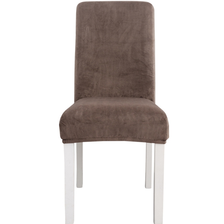 

2 PCS Simple Soft High Elastic Thickening Velvet Semi-Interior Chair Cover Hotel Chair Cover(Coffee Gray)