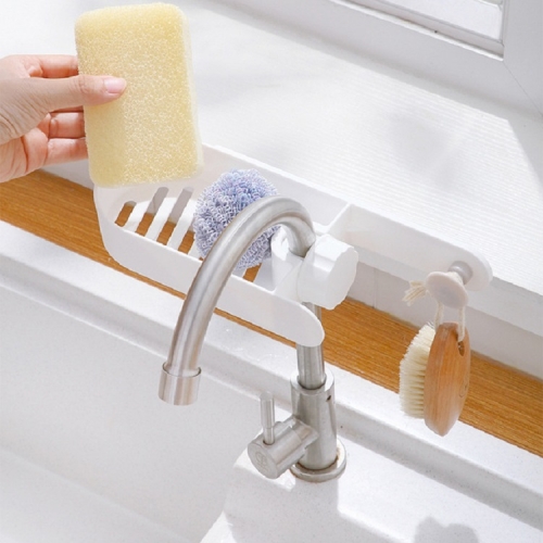 

Kitchen Faucet Rack Sink Drain Rack Sponge Storage Shelf Pool Hanger(White)