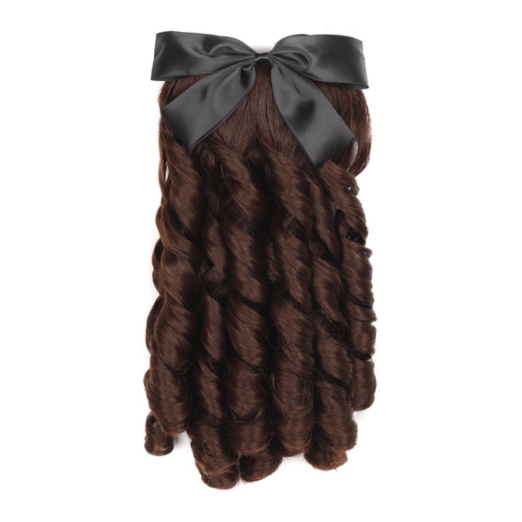 

Princess Curly Ponytail Wig Costume Film And Television Retro Prom Comb Ponytail Curly Hair(Dark Brown)