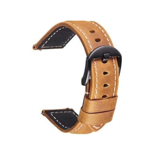 

Smart Quick Release Watch Strap Crazy Horse Leather Retro Strap For Samsung Huawei,Size: 20mm (Light Brown Black Buckle)