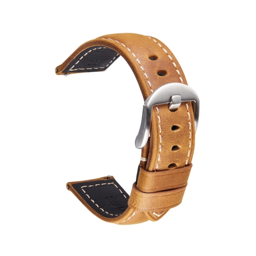 

Smart Quick Release Watch Strap Crazy Horse Leather Retro Strap For Samsung Huawei,Size: 22mm (Light Brown Silver Buckle)