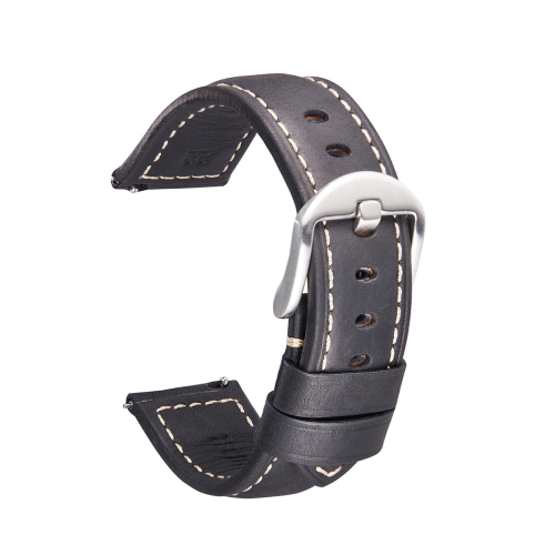 

Smart Quick Release Watch Strap Crazy Horse Leather Retro Strap For Samsung Huawei,Size: 22mm (Black Silver Buckle)