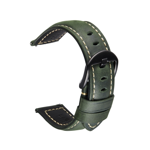 

Smart Quick Release Watch Strap Crazy Horse Leather Retro Strap For Samsung Huawei,Size: 24mm (Army Green Black Buckle)