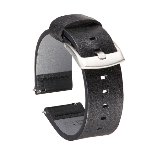 

2 PCS Square Hole Leather Strap Quick Release Strap For Samsung Gear S3, Specification: 18mm(Black -Silver Buckle)