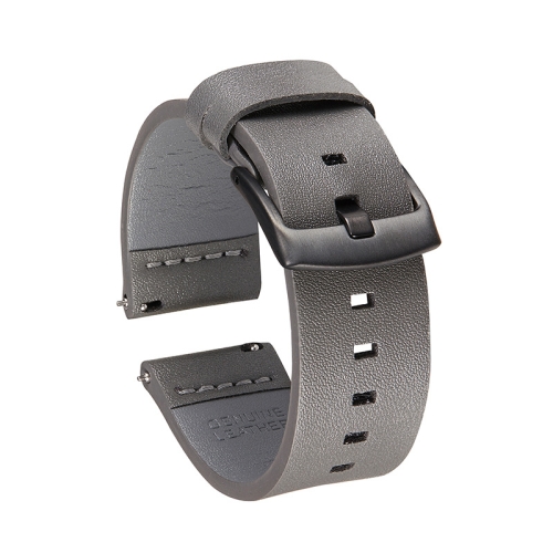 

Square Hole Leather Strap Quick Release Strap For Samsung Gear S3, Specification: 24mm(Gray-Black Buckle)