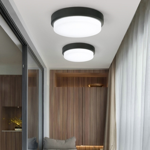 

QSXDD-FSCB IP54 Waterproof Ceiling Lamp Dust-Proof Garden Corridor Wall Light Balcony Bathroom Ceiling Light, Power source: 12W White+Black(Warm White)