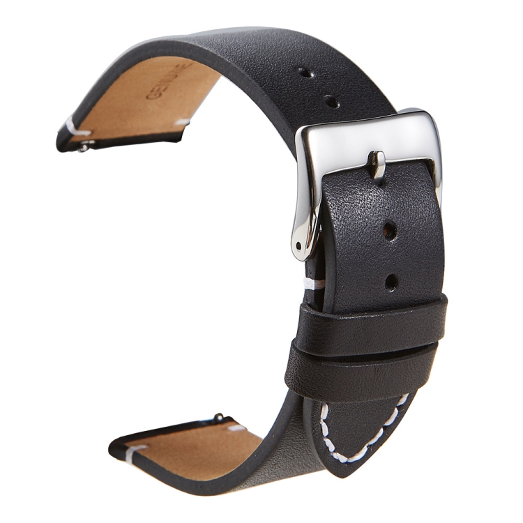 

First Layer Retro Cowhide Frosted Bottom Leather Quick Release Ultra-Thin Universal Watch Strap, Size： 16mm(Black)