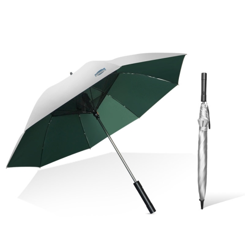 

9033 Sun and Rain Dual-purpose Umbrella Multi-function Fan Titanium Silver Glue Sunscreen and UV Protection Long Handle Umbrella(Ink Green)