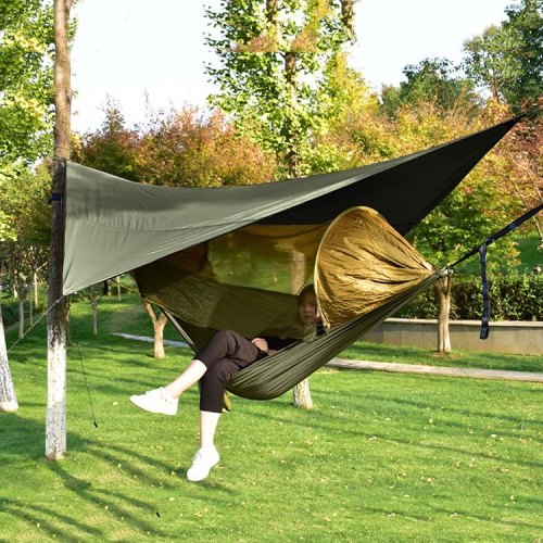 

Strut Mosquito Net Hammock Diamond Sunshade Set Outdoor Camping Automatic Quick-Open Anti-Mosquito Hammock Canopy Set(Army Green)