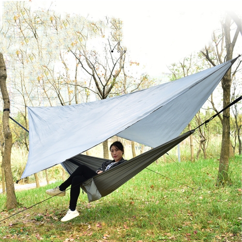 

Outdoor Camping Sunshade + Anti-Mosquito Hammock Set Parachute Fabric Net Yarn Anti-Mosquito Hammock(Gray)
