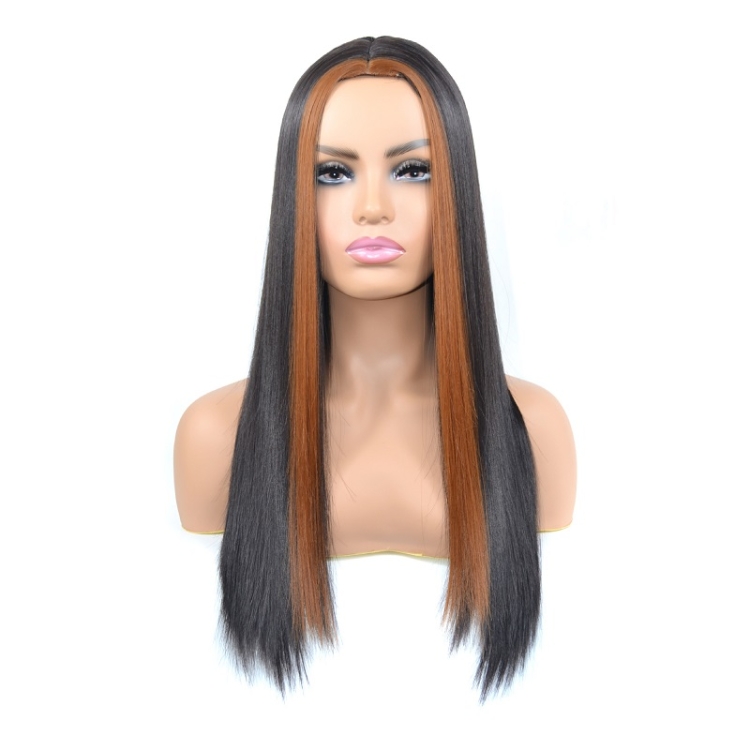 

Women Medium Haircut Bleaching And Dyeing Long Straight Wigs(Black Brown)