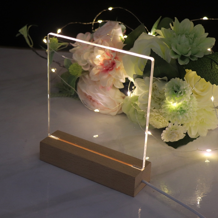 

3D LED Blank Unengraved Acrylic Beech Base Night Light(Warm White Light)