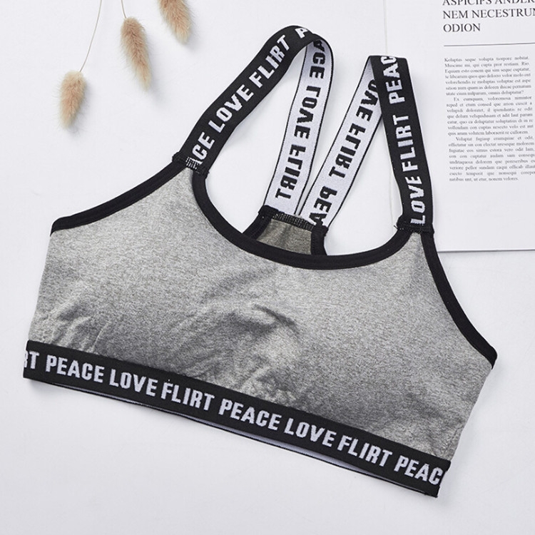 

Letter Sports Fitness Running Yoga Bra Cotton No Steel Ring Underwear For Women, Size:One Size(Grey)