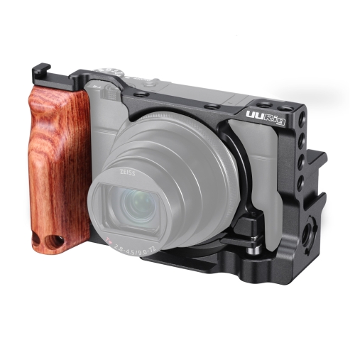 

Ulanzi UURig C-RX100 VII Camera Vlogging Cage with Wood Handle Handgrip Dual Cold Shoe Mount For Sony RX100 VII M7 / VI M6(Black)