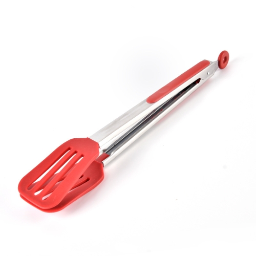 

2 PCS Stainless Steel Silicone Food Spatula Food Clip Barbecue Steak Clip Barbecue Baking Tool, Size: 12 Inch (Random Color Delivery)