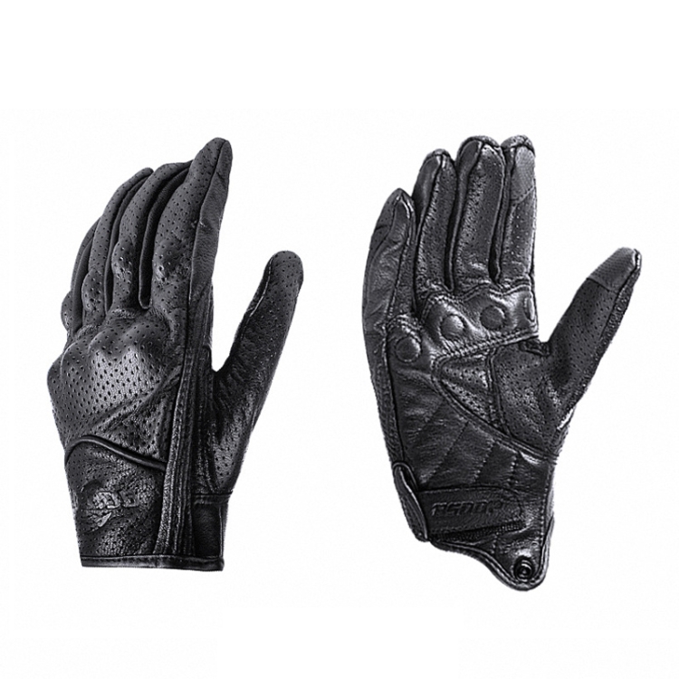 

BSDDP A0102 Leather Full Finger Locomotive Gloves Racing Anti-Fall Breathable Touch Screen Gloves, Size: XL(Breathable)