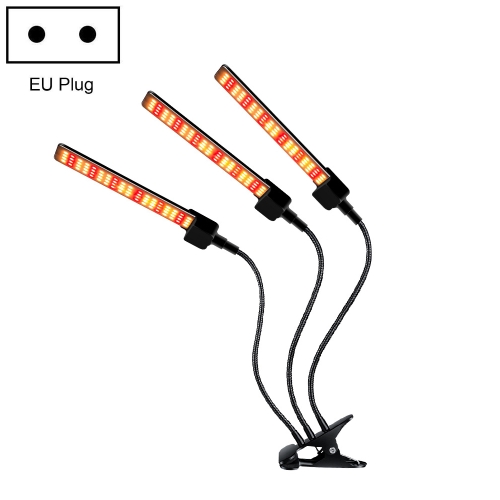

LED Clip Plant Light Timeline Remote Control Full Spectral Fill Light Vegetable Greenhouse Hydroponic Planting Dimming Light, Specification: Three Head EU Plug