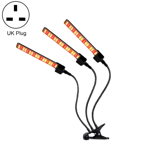 

LED Clip Plant Light Timeline Remote Control Full Spectral Fill Light Vegetable Greenhouse Hydroponic Planting Dimming Light, Specification: Three Head UK Plug