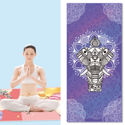 

Home Yoga Towel Printing Portable Non-Slip Yoga Blanket, Colour: Elephant Large + Silicone