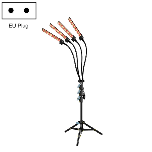 

LED Growth Lamp Full-Spectrum Floor Tripod Plant Lamp Indoor Breeding Folding Filling Light, Specification: Four Head EU Plug