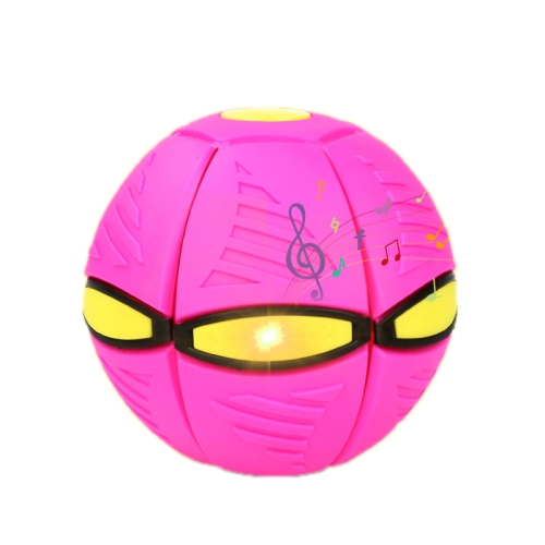 

2 PCS Adult Decompression Flying Saucer Ball Mini Deformed Flying Disk Parent-Child Interactive Toy, Colour: Light + Music (Rose Red)
