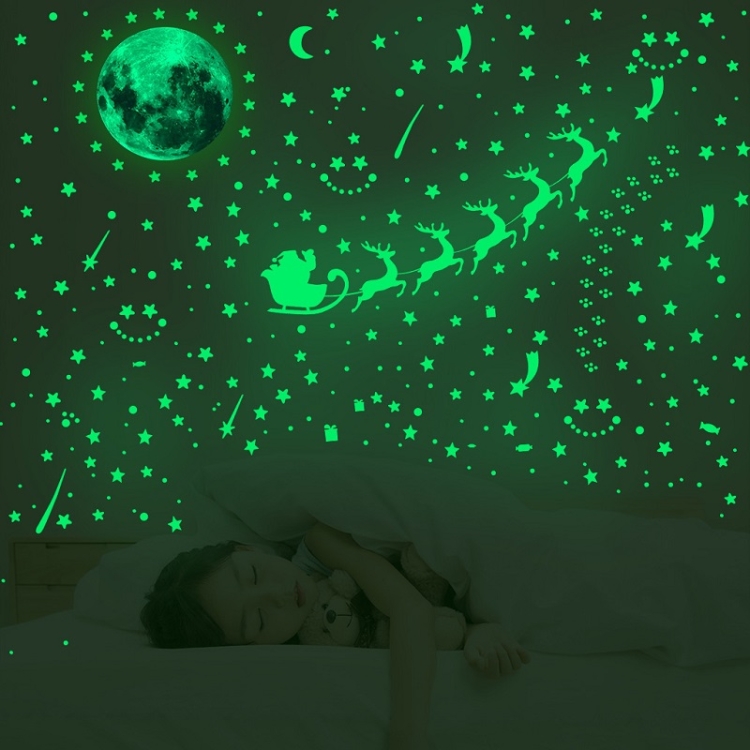 

2 Packs AFG3367 Moon + 407 PCS Dot + 103 PCS Star + Two Christmas PE Film Luminous Stickers, Specification: Green
