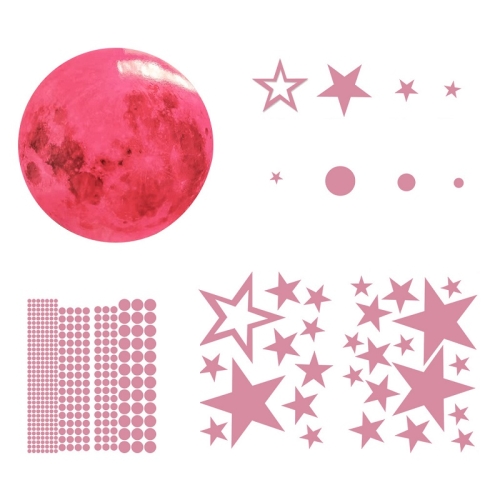 

2 Packs AFG3303 Home Decoration Luminous Stars Moon PVC Stickers, Specification: 435PCS+30cm Moon (Pink)