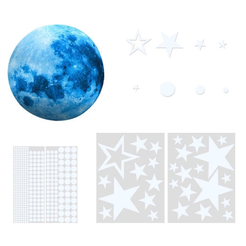 

2 Packs AFG3303 Home Decoration Luminous Stars Moon PVC Stickers, Specification: 435PCS+30cm Moon (Blue)