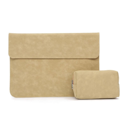 

Horizontal Matte PU Laptop Bag For Macbook Pro 15 inch A1707/A1990(Liner Bag + Power Supply Bag Khaki)