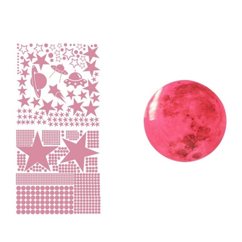 

2 Packs AFG3387 Moon Star Spaceship Luminous Wall Sticker, Specification: 930 PCS Pink