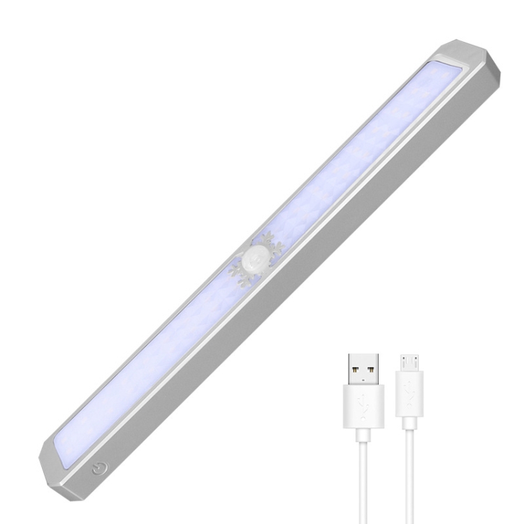 

LED Intelligent Human Body Sensor Light USB Free Wiring Long Cabinet Wardrobe Light, Light color: Silver 1 x Lamp