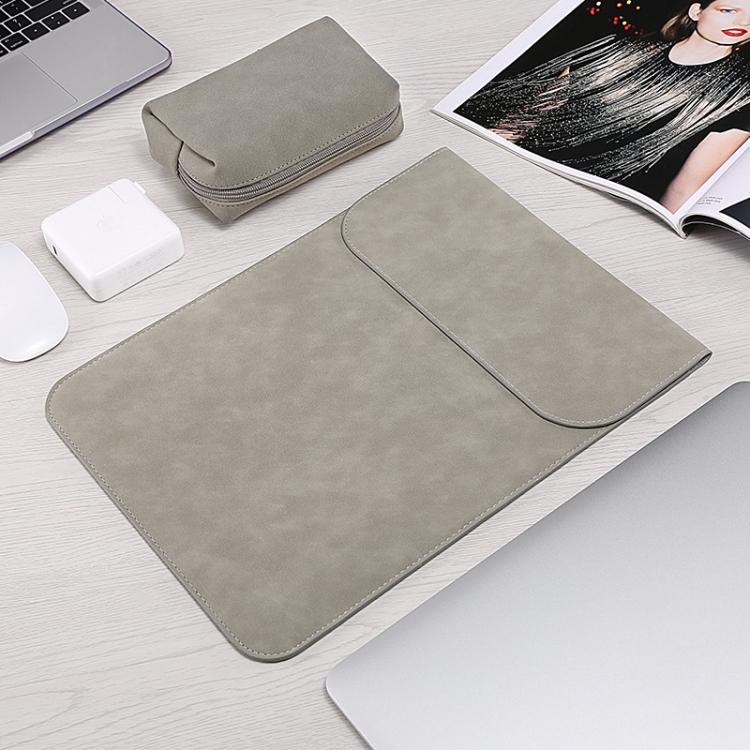 

HL0008-014 Notebook Frosted Computer Bag Liner Bag + Power Supply Bag, Applicable Model: 12 inch(A1534)(Light Gray)