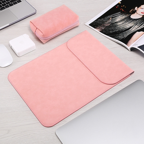 

HL0008-014 Notebook Frosted Computer Bag Liner Bag + Power Supply Bag, Applicable Model: 15.4 inch(A1707/1990/1398/2141)( Pink)