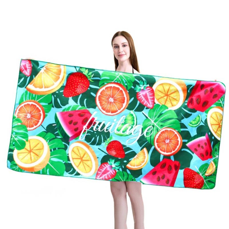 

Sports Fitness Swimming Bath Towel Printed Double-Sided Velvet Absorbent Quick-Drying Beach Towel, Size: 156 x 81cm (Quick Dry Fruit )
