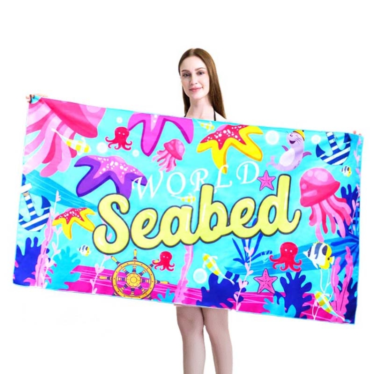 

Sports Fitness Swimming Bath Towel Printed Double-Sided Velvet Absorbent Quick-Drying Beach Towel, Size: 156x81cm (Quick Dry Underwater World)
