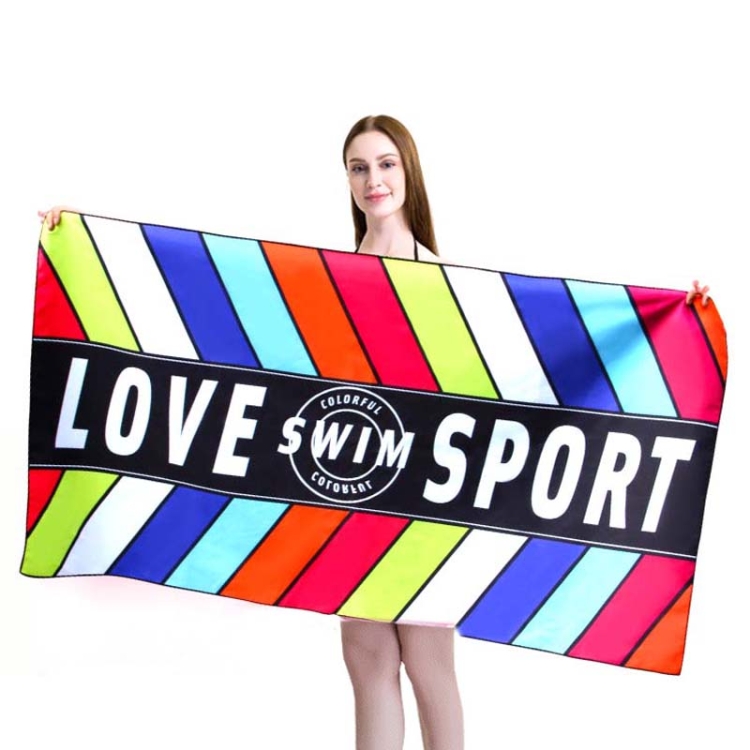 

Sports Fitness Swimming Bath Towel Printed Double-Sided Velvet Absorbent Quick-Drying Beach Towel, Size: 156x81cm (Quick Dry Colorful Stripes)