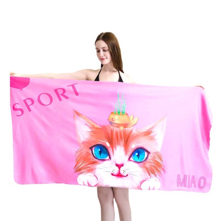

Sports Fitness Swimming Bath Towel Printed Double-Sided Velvet Absorbent Quick-Drying Beach Towel, Size: 155x80cm (Soft Comet)