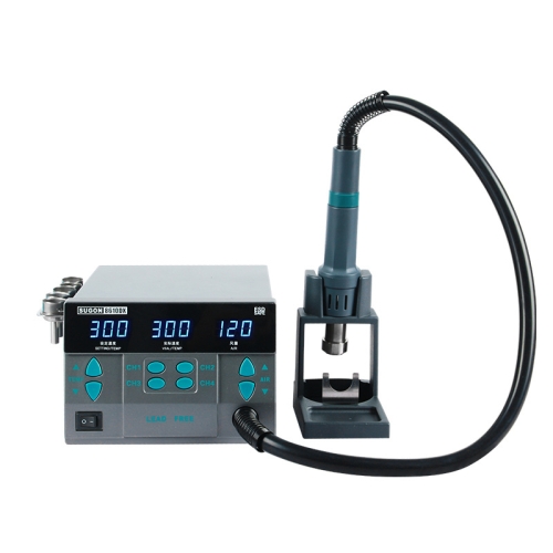 

SUGON Hot Air Rework Station LED Display Temperature Adjustable Soldering Station With 5 Nozzles, EU Plug, Model: 8610DX