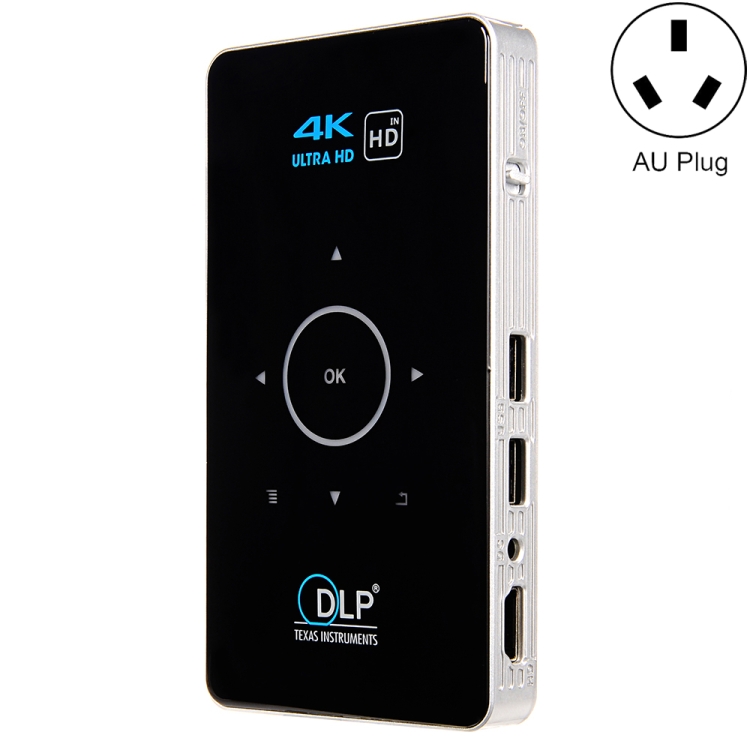 

C6 1G+8G Android System Intelligent DLP HD Mini Projector Portable Home Mobile Phone Projector， AU Plug (Black)