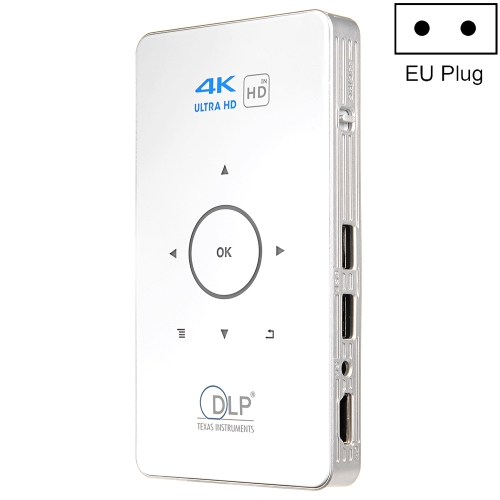 

C6 1G+8G Android System Intelligent DLP HD Mini Projector Portable Home Mobile Phone Projector， EU Plug (White)