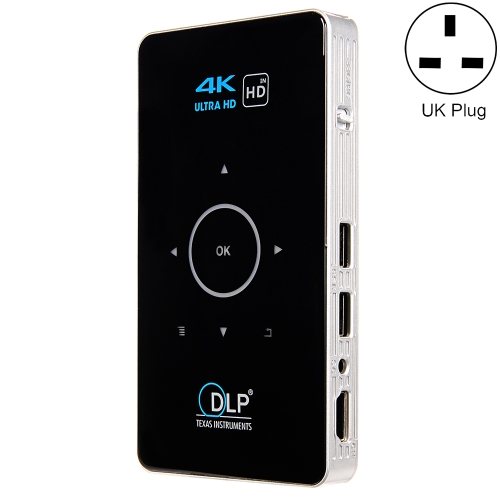 

C6 2G+16G Android Smart DLP HD Projector Mini Wireless Projector， UK Plug (Black)