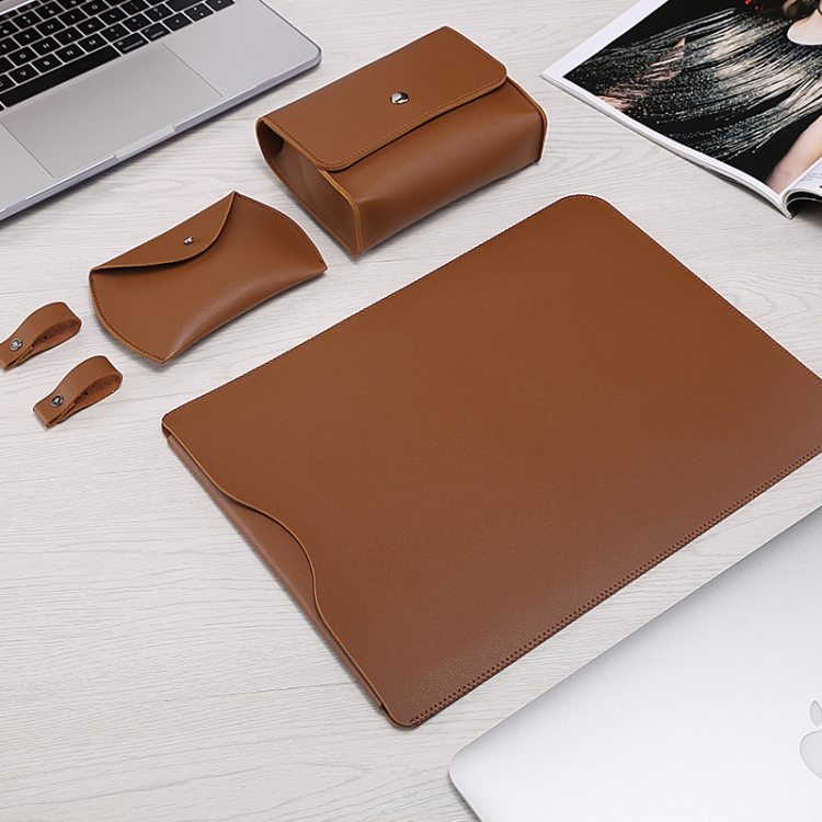 

Locked Side Laptop Liner Bag For MacBook Pro 15.4 inch A1398(4 In 1 Brown)
