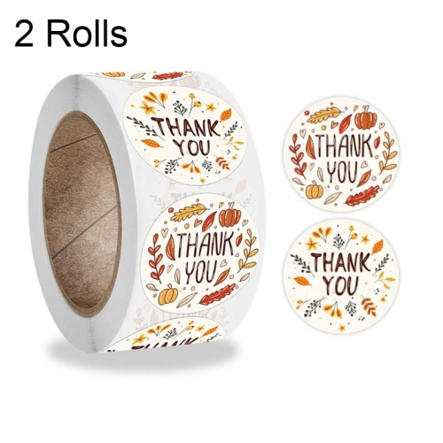 

10 Rolls K-54 Thank You Floral Gift Decoration Sticker Label, Size: 2.5cm