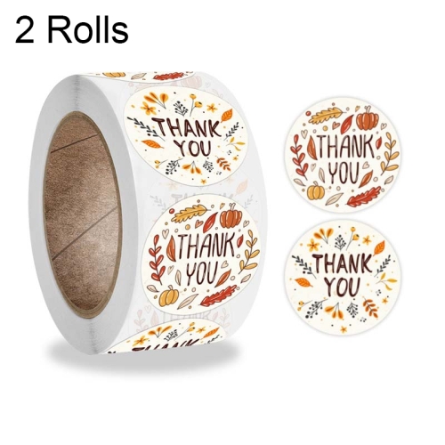 

10 Rolls K-54 Thank You Floral Gift Decoration Sticker Label, Size: 3.8cm