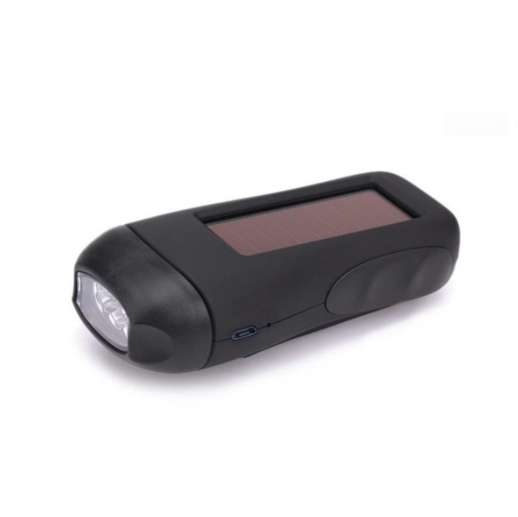 

Camping Outdoor Hand-Cranked Power Generation USB Rechargeable Solar LED Flashlight(Black)