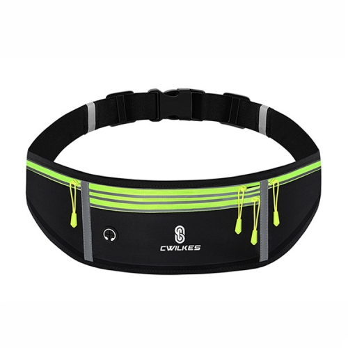 

CWILKES MF-008 Outdoor Sports Fitness Waterproof Waist Bag Phone Pocket, Style: Four Pockets(Black Green)