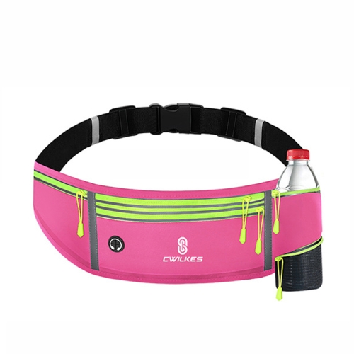 

CWILKES MF-008 Outdoor Sports Fitness Waterproof Waist Bag Phone Pocket, Style: With Water Bottle Bag(Rose Red)